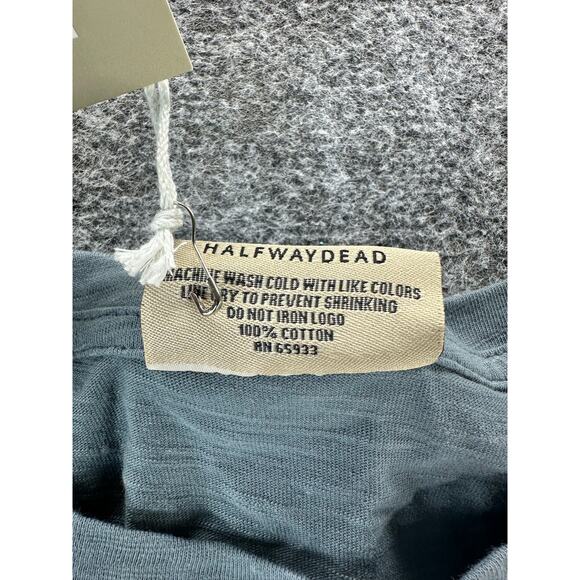 NWT HWD Halfway Dead Slate Blue Short Sleeve Slub Knit Tee Men's Size Medium - Picture 7 of 7